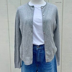 Lands' End Gray Cotton Cardigan Size Small